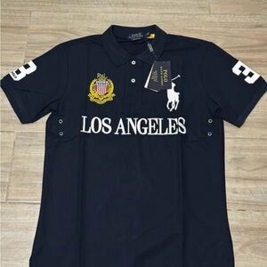Ralph Lauren Men's Polo Shirt in Navy with Los Angeles Embroidery